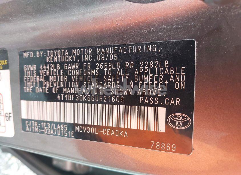 Photo 9 of 2006 Toyota Camry XLE V6 (VIN 4T1BF30K66U621606)