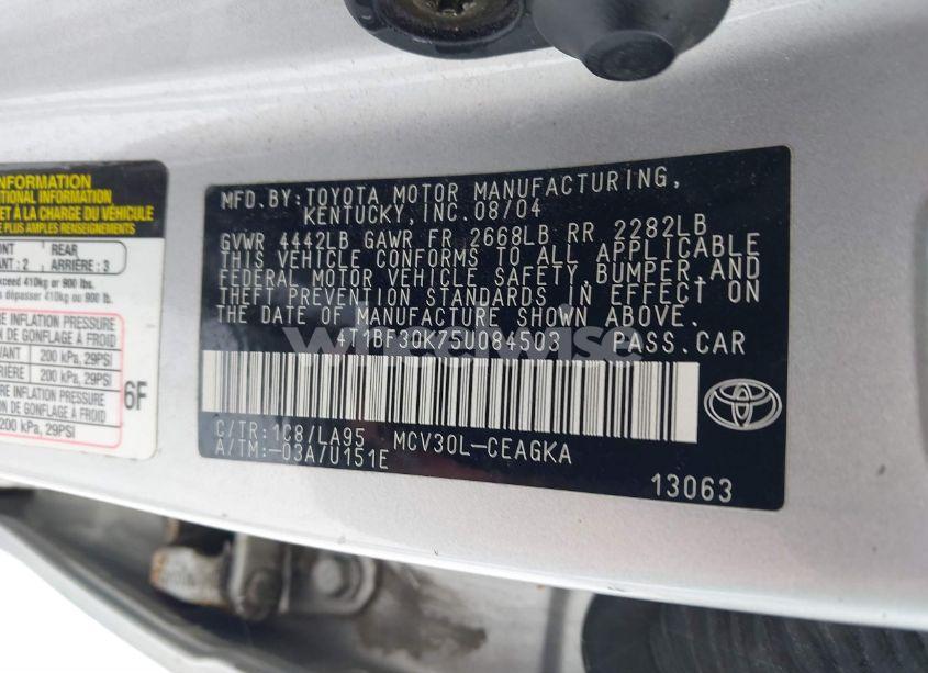 Photo 9 of 2005 Toyota Camry XLE V6 (VIN 4T1BF30K75U084503)