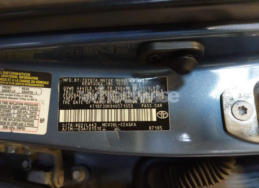 Photo 9 of 2004 Toyota Camry XLE V6 (VIN 4T1BF30K84U571059)