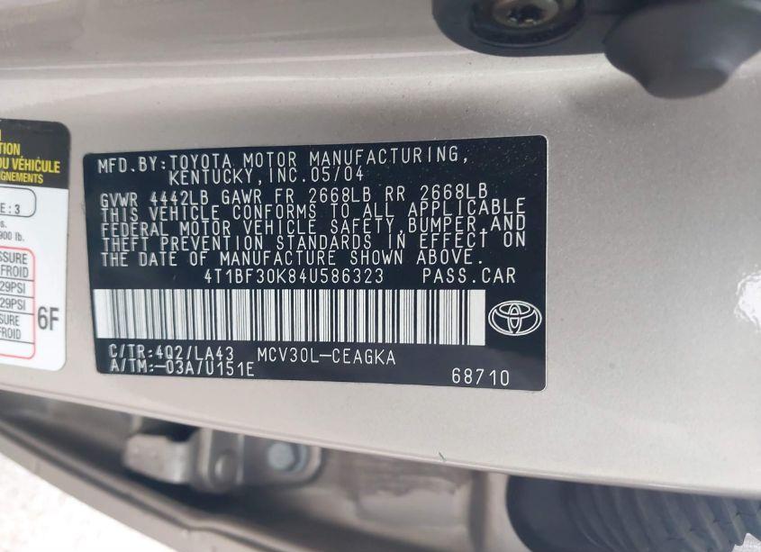 Photo 9 of 2004 Toyota Camry XLE V6 (VIN 4T1BF30K84U586323)