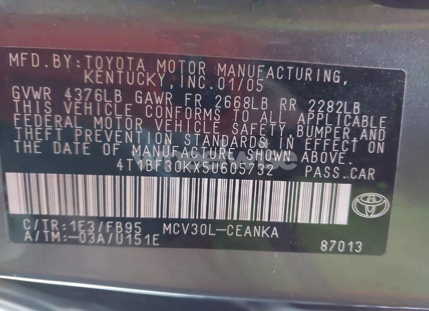 Photo 9 of 2005 Toyota Camry LE V6 (VIN 4T1BF30KX5U605732)