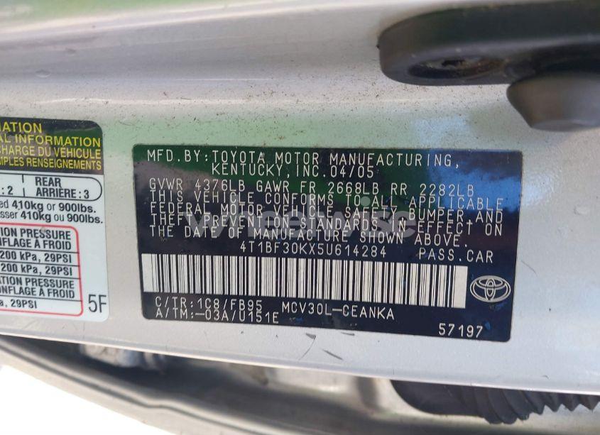 Photo 9 of 2005 Toyota Camry LE V6 (VIN 4T1BF30KX5U614284)