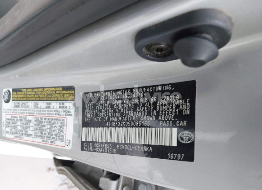 Photo 9 of 2005 Toyota Camry LE V6 (VIN 4T1BF32K05U085165)