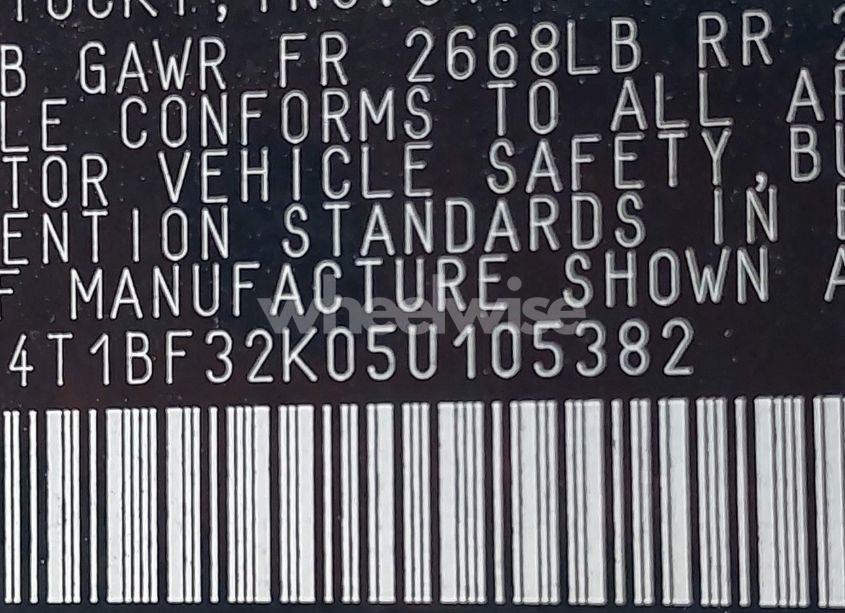 Photo 9 of 2005 Toyota Camry XLE V6 (VIN 4T1BF32K05U105382)