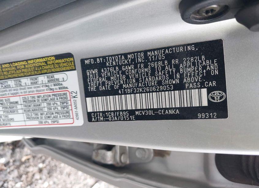 Photo 9 of 2006 Toyota Camry LE V6 (VIN 4T1BF32K26U629053)