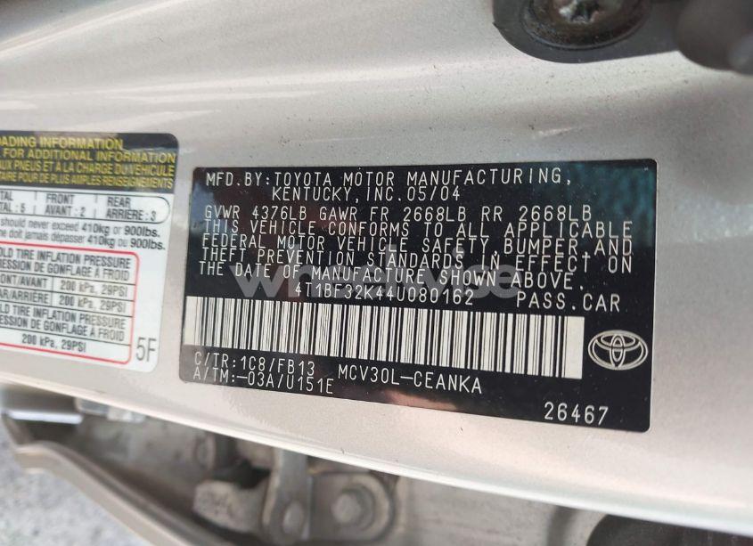 Photo 9 of 2004 Toyota Camry LE V6 (VIN 4T1BF32K44U080162)