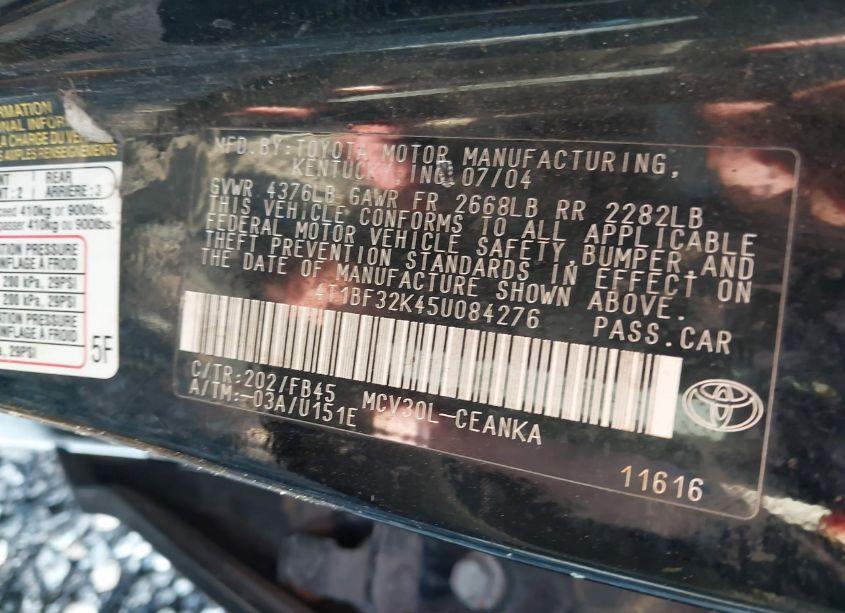 Photo 9 of 2005 Toyota Camry LE V6 (VIN 4T1BF32K45U084276)