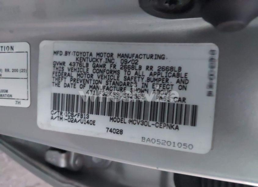 Photo 9 of 2003 Toyota Camry LE V6 (VIN 4T1BF32K53U542565)