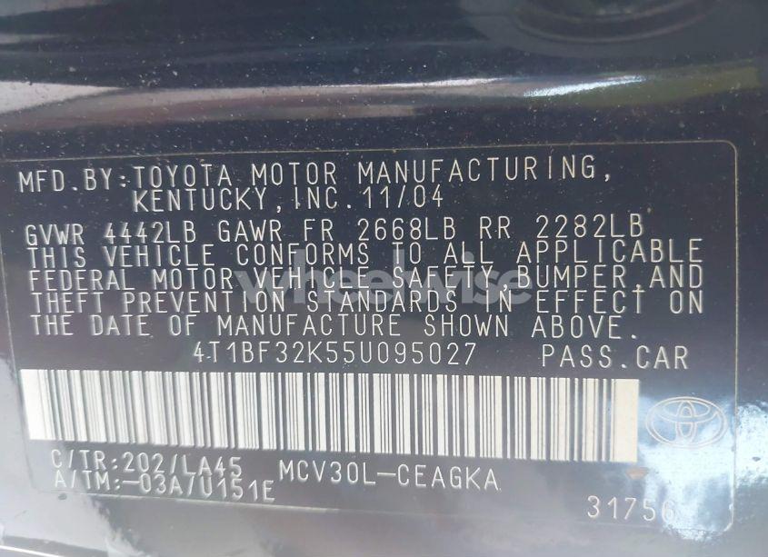Photo 9 of 2005 Toyota Camry XLE V6 (VIN 4T1BF32K55U095027)