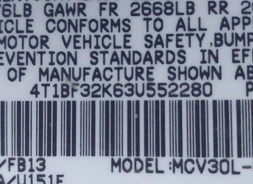 Photo 9 of 2003 Toyota Camry LE V6 (VIN 4T1BF32K63U552280)
