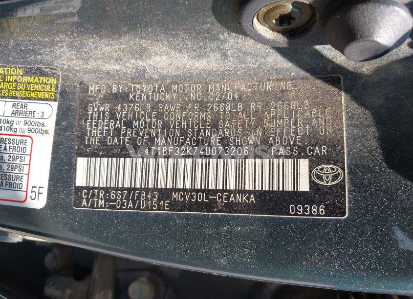 Photo 9 of 2004 Toyota Camry LE V6/XLE V6 (VIN 4T1BF32K74U073206)