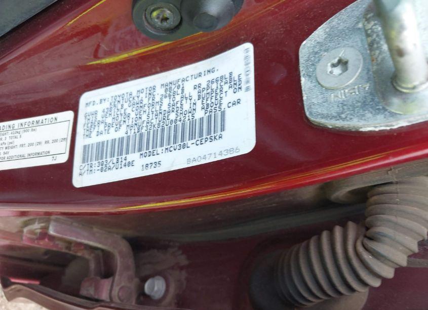 Photo 9 of 2002 Toyota Camry SE V6 (VIN 4T1BF32K82U004215)