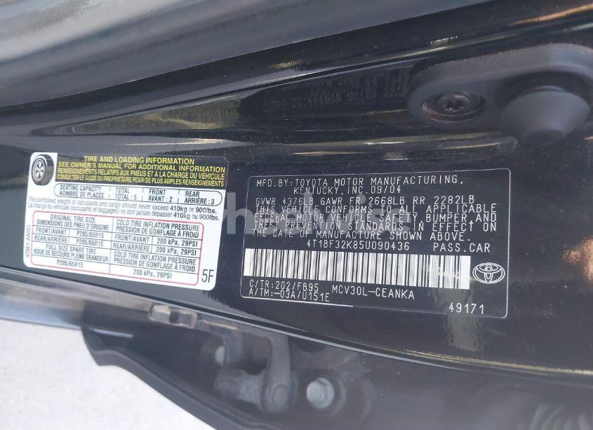 Photo 9 of 2005 Toyota Camry LE V6 (VIN 4T1BF32K85U090436)
