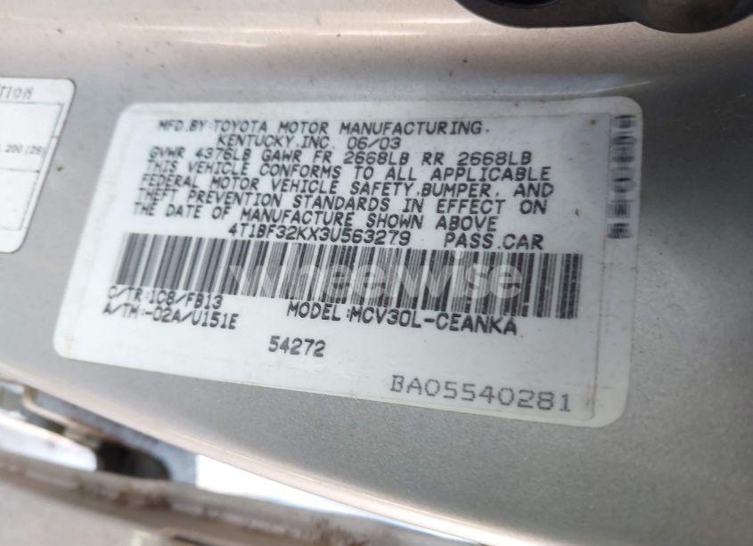 Photo 9 of 2003 Toyota Camry LE V6 (VIN 4T1BF32KX3U563279)