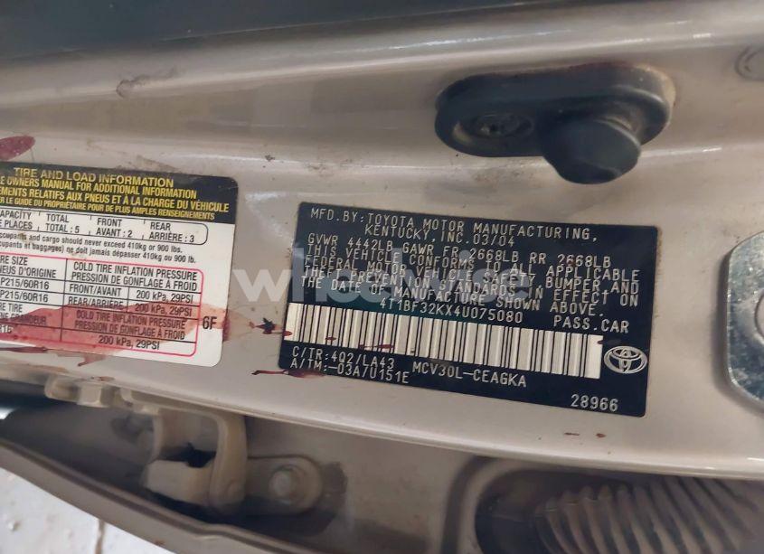 Photo 9 of 2004 Toyota Camry XLE V6 (VIN 4T1BF32KX4U075080)