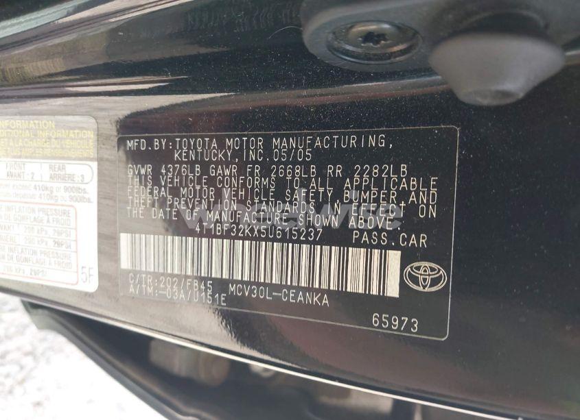 Photo 9 of 2005 Toyota Camry LE V6 (VIN 4T1BF32KX5U615237)