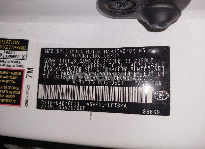 Photo 9 of 2010 Toyota Camry SE (VIN 4T1BF3EK0AU519591)