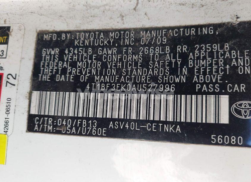 Photo 9 of 2010 Toyota Camry LE (VIN 4T1BF3EK0AU527996)