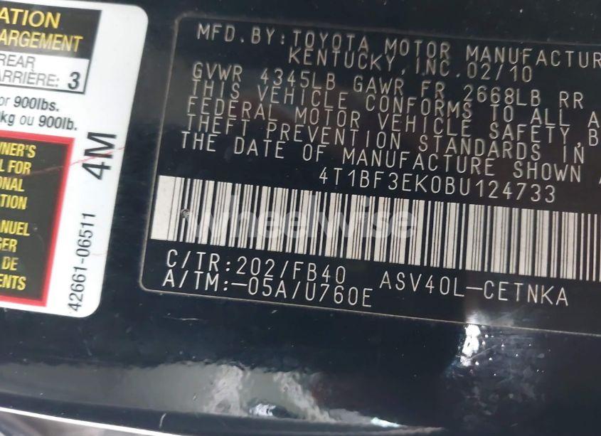 Photo 9 of 2011 Toyota Camry (VIN 4T1BF3EK0BU124733)
