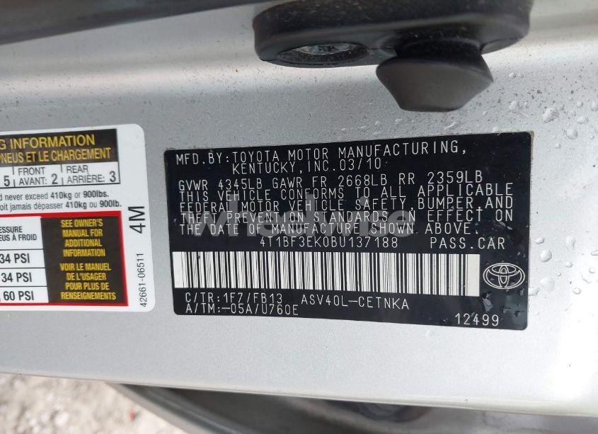 Photo 9 of 2011 Toyota Camry (VIN 4T1BF3EK0BU137188)