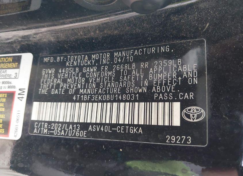Photo 9 of 2011 Toyota Camry XLE (VIN 4T1BF3EK0BU148031)