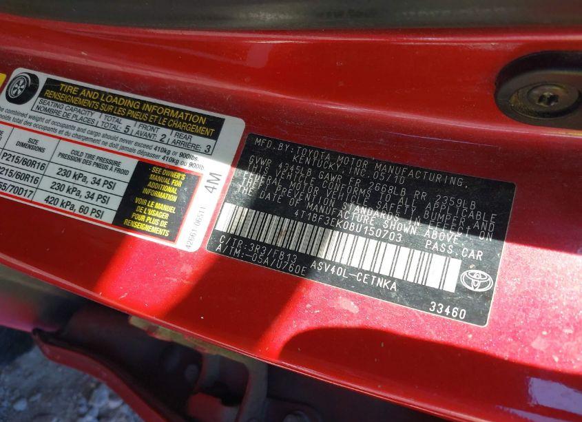 Photo 9 of 2011 Toyota Camry LE (VIN 4T1BF3EK0BU150703)