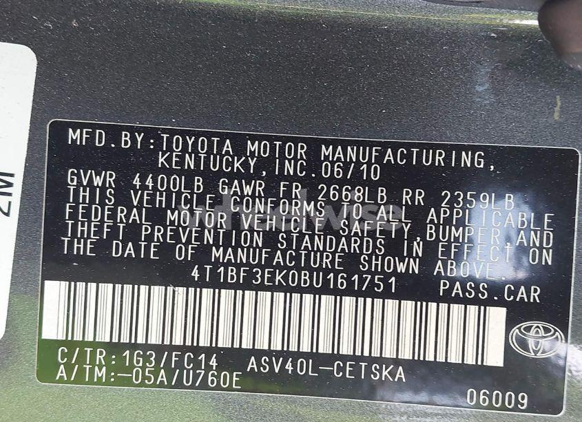 Photo 9 of 2011 Toyota Camry SE (VIN 4T1BF3EK0BU161751)