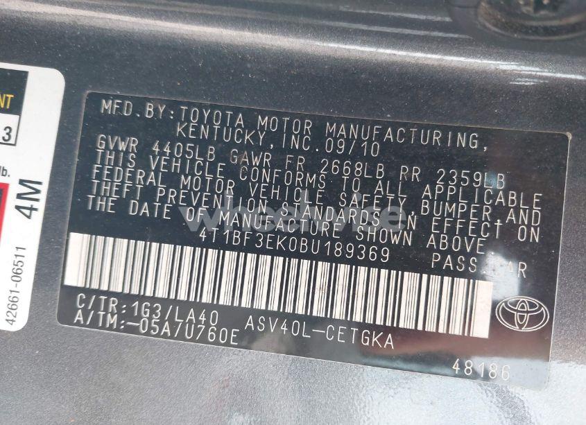 Photo 9 of 2011 Toyota Camry XLE (VIN 4T1BF3EK0BU189369)