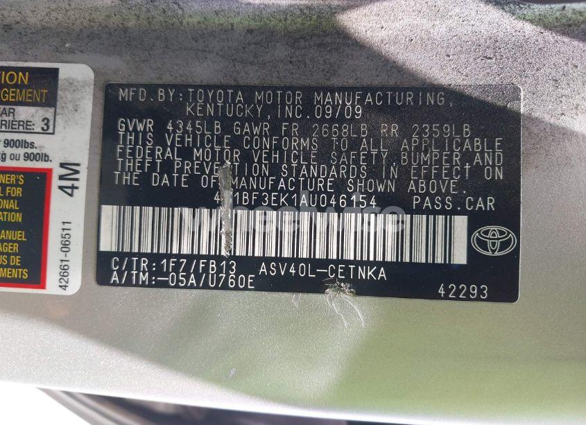 Photo 9 of 2010 Toyota Camry (VIN 4T1BF3EK1AU046154)