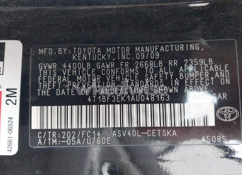 Photo 9 of 2010 Toyota Camry SE (VIN 4T1BF3EK1AU048163)