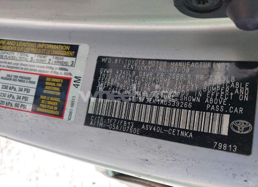 Photo 9 of 2010 Toyota Camry SE/LE/XLE (VIN 4T1BF3EK1AU539266)