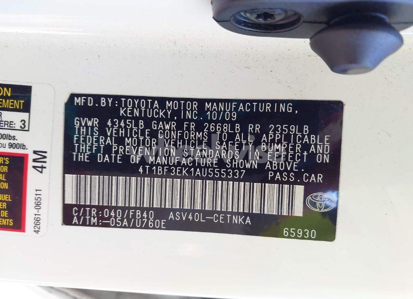 Photo 9 of 2010 Toyota Camry (VIN 4T1BF3EK1AU555337)