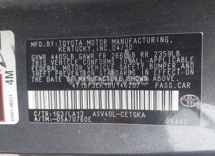 Photo 9 of 2011 Toyota Camry XLE (VIN 4T1BF3EK1BU146207)