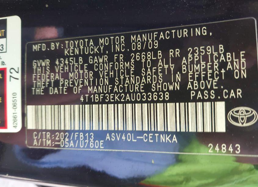 Photo 9 of 2010 Toyota Camry (VIN 4T1BF3EK2AU033638)