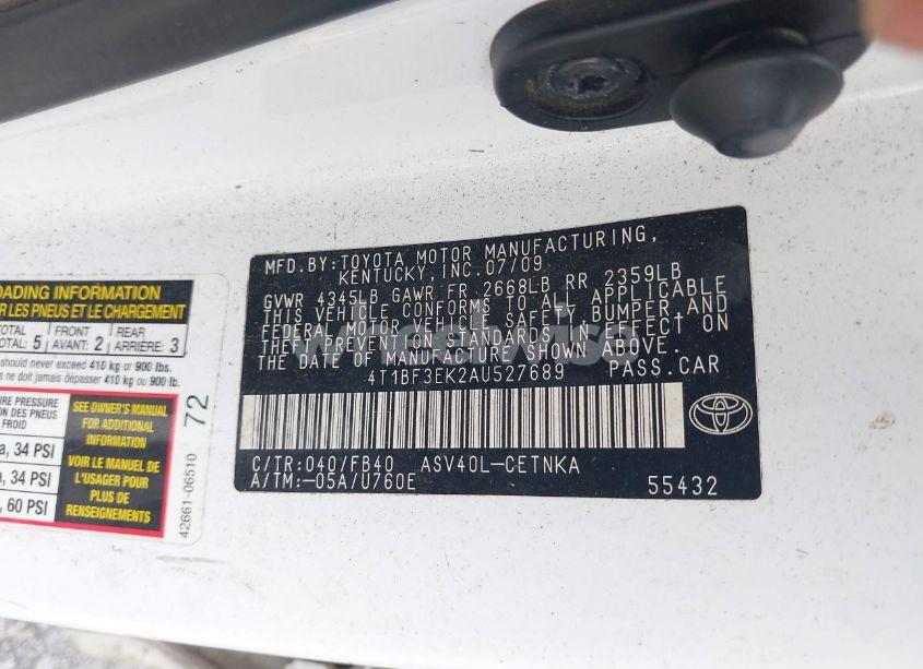 Photo 9 of 2010 Toyota Camry LE (VIN 4T1BF3EK2AU527689)