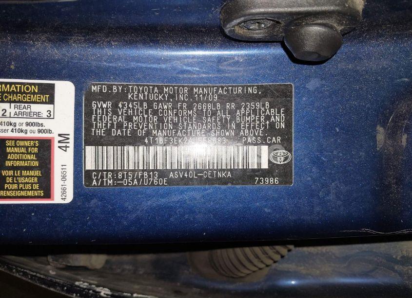 Photo 9 of 2010 Toyota Camry LE (VIN 4T1BF3EK2AU558683)