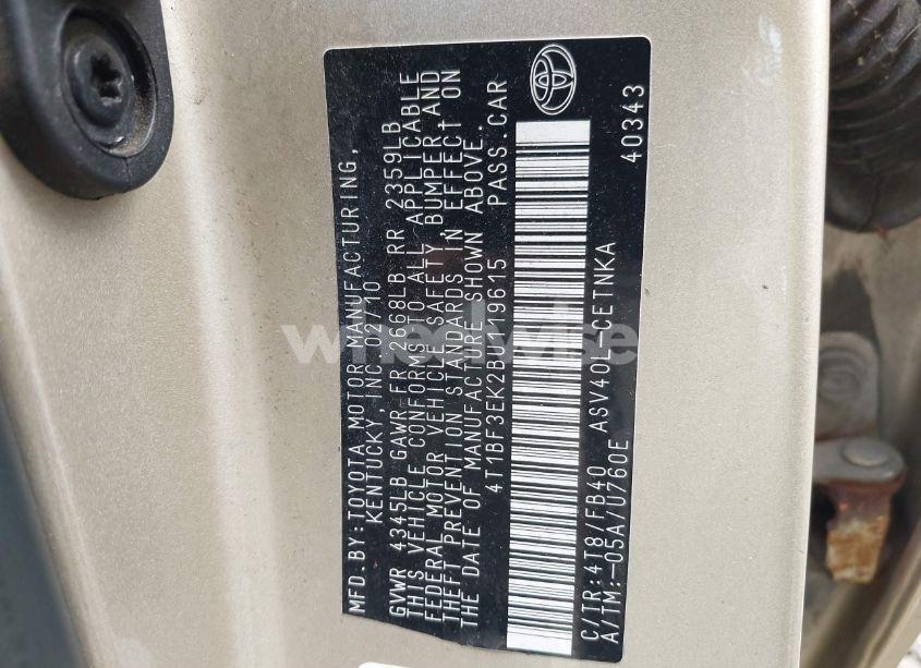 Photo 9 of 2011 Toyota Camry LE (VIN 4T1BF3EK2BU119615)