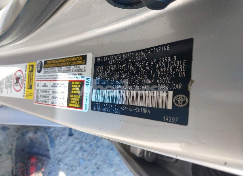 Photo 9 of 2011 Toyota Camry LE (VIN 4T1BF3EK2BU138441)