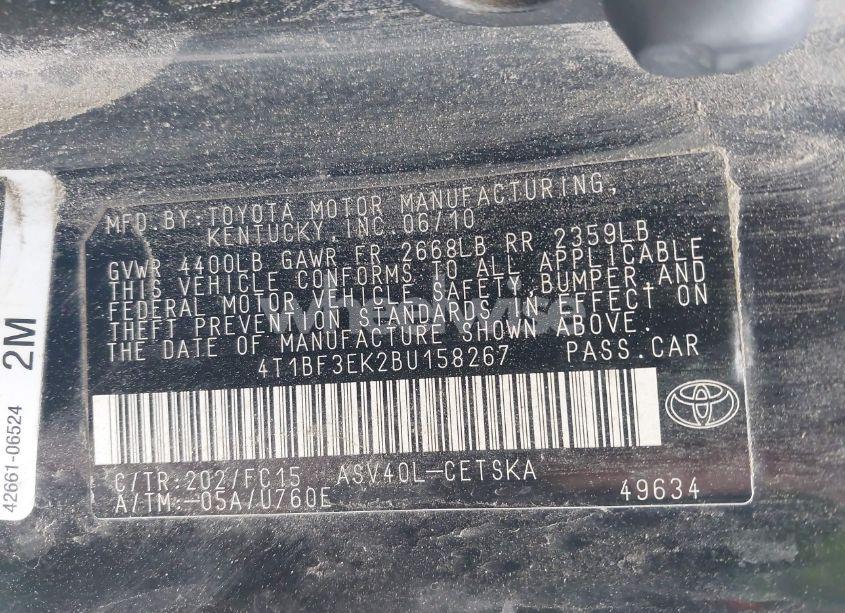 Photo 9 of 2011 Toyota Camry SE (VIN 4T1BF3EK2BU158267)