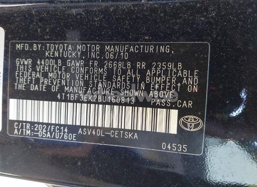 Photo 9 of 2011 Toyota Camry SE (VIN 4T1BF3EK2BU160813)