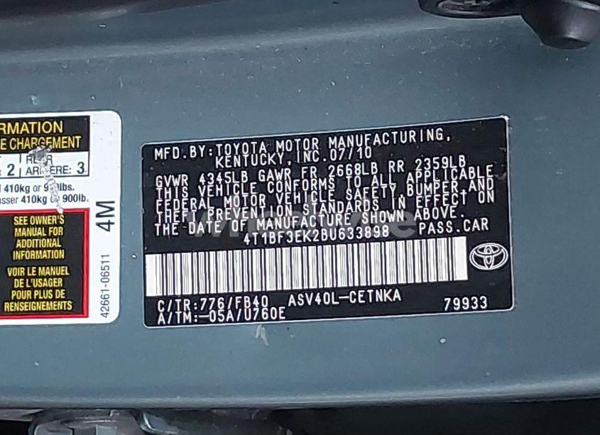 Photo 9 of 2011 Toyota Camry LE (VIN 4T1BF3EK2BU633898)