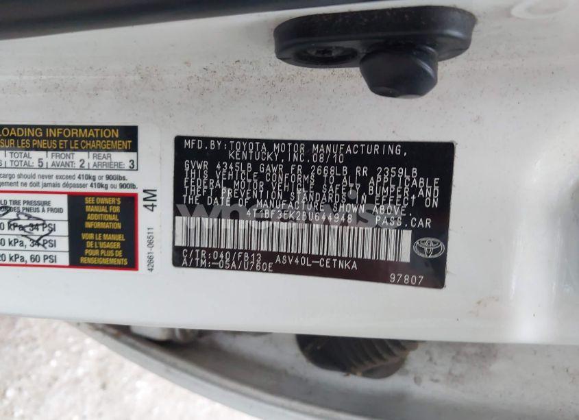 Photo 9 of 2011 Toyota Camry LE (VIN 4T1BF3EK2BU644948)