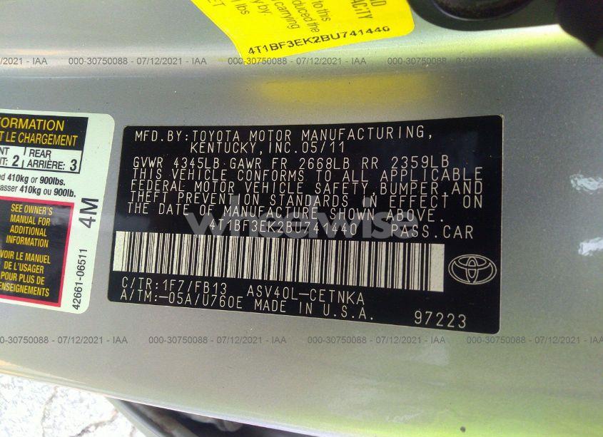 Photo 9 of 2011 Toyota Camry (VIN 4T1BF3EK2BU741440)