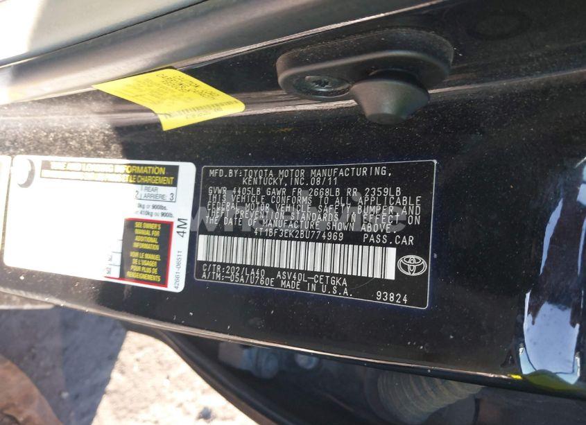 Photo 9 of 2011 Toyota Camry XLE (VIN 4T1BF3EK2BU774969)