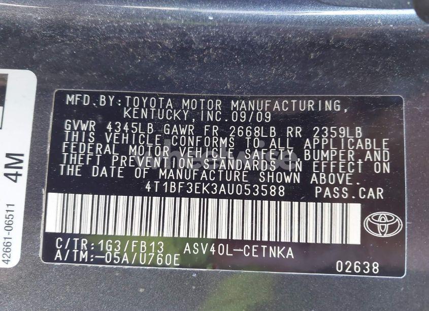 Photo 9 of 2010 Toyota Camry LE (VIN 4T1BF3EK3AU053588)