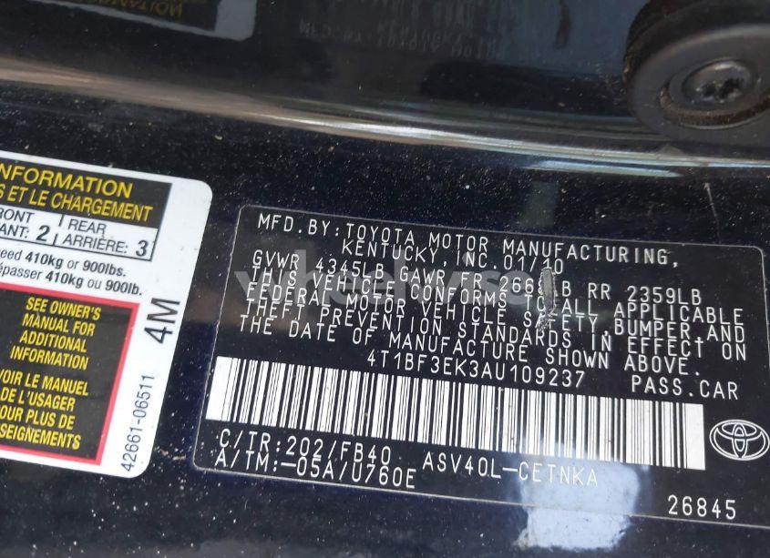 Photo 9 of 2010 Toyota Camry LE (VIN 4T1BF3EK3AU109237)