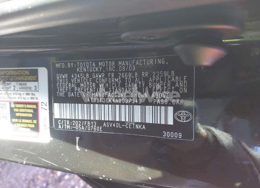 Photo 9 of 2010 Toyota Camry (VIN 4T1BF3EK4AU037349)