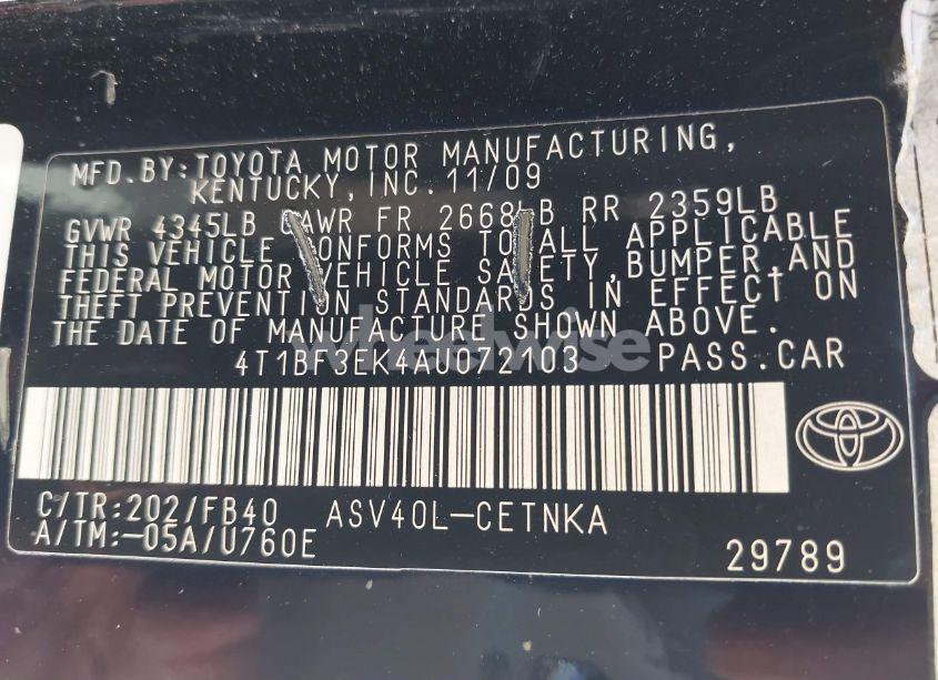 Photo 9 of 2010 Toyota Camry (VIN 4T1BF3EK4AU072103)