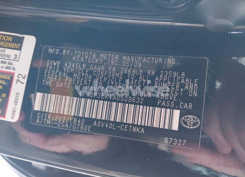 Photo 9 of 2010 Toyota Camry LE (VIN 4T1BF3EK4AU509632)