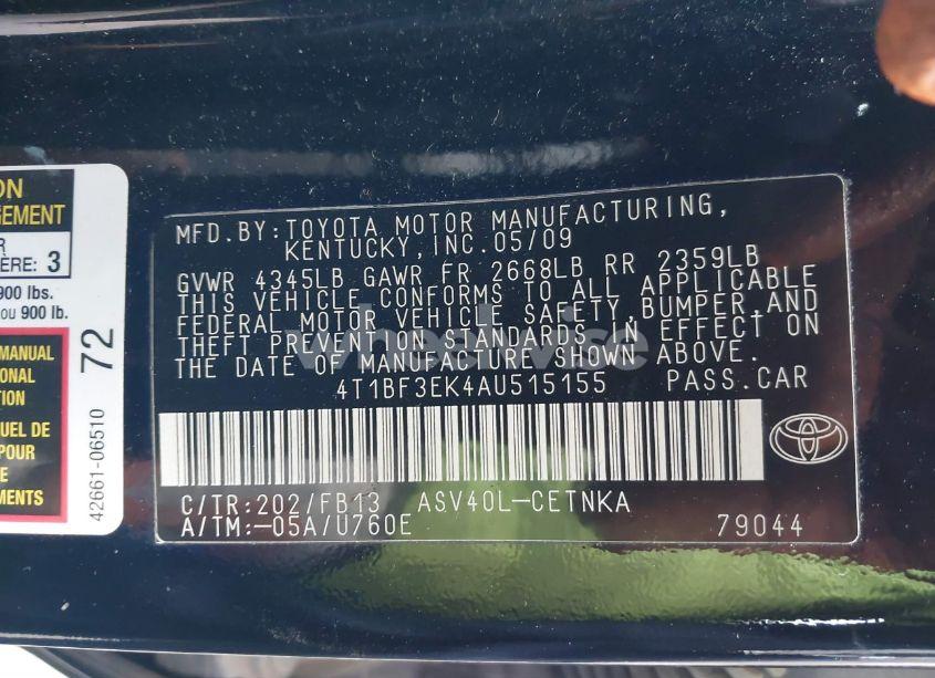 Photo 9 of 2010 Toyota Camry LE (VIN 4T1BF3EK4AU515155)